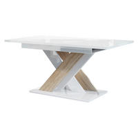 ESSTISCH Bronx - Weiß Hochglanz/Sonoma Eiche, Holzwerkstoff (80/140/76cm) - MIRJAN24