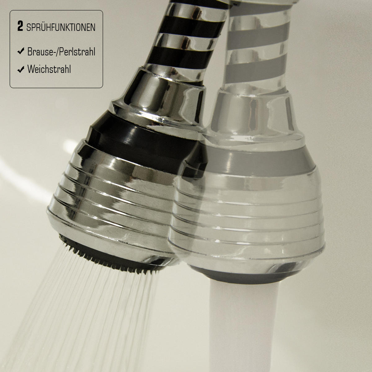 WASSERHAHN-VERLÄNGERUNG mit Flexischlauch 12 cm - Schwarz, Kunststoff (3.5/15/15.5cm) - eyepower