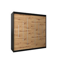 SCHWEBETÜRENSCHRANK 200/200/62 2-türig - Silberfarben/Schwarz, Holz/Kunststoff (200/200/62cm) - Abiks Möbel