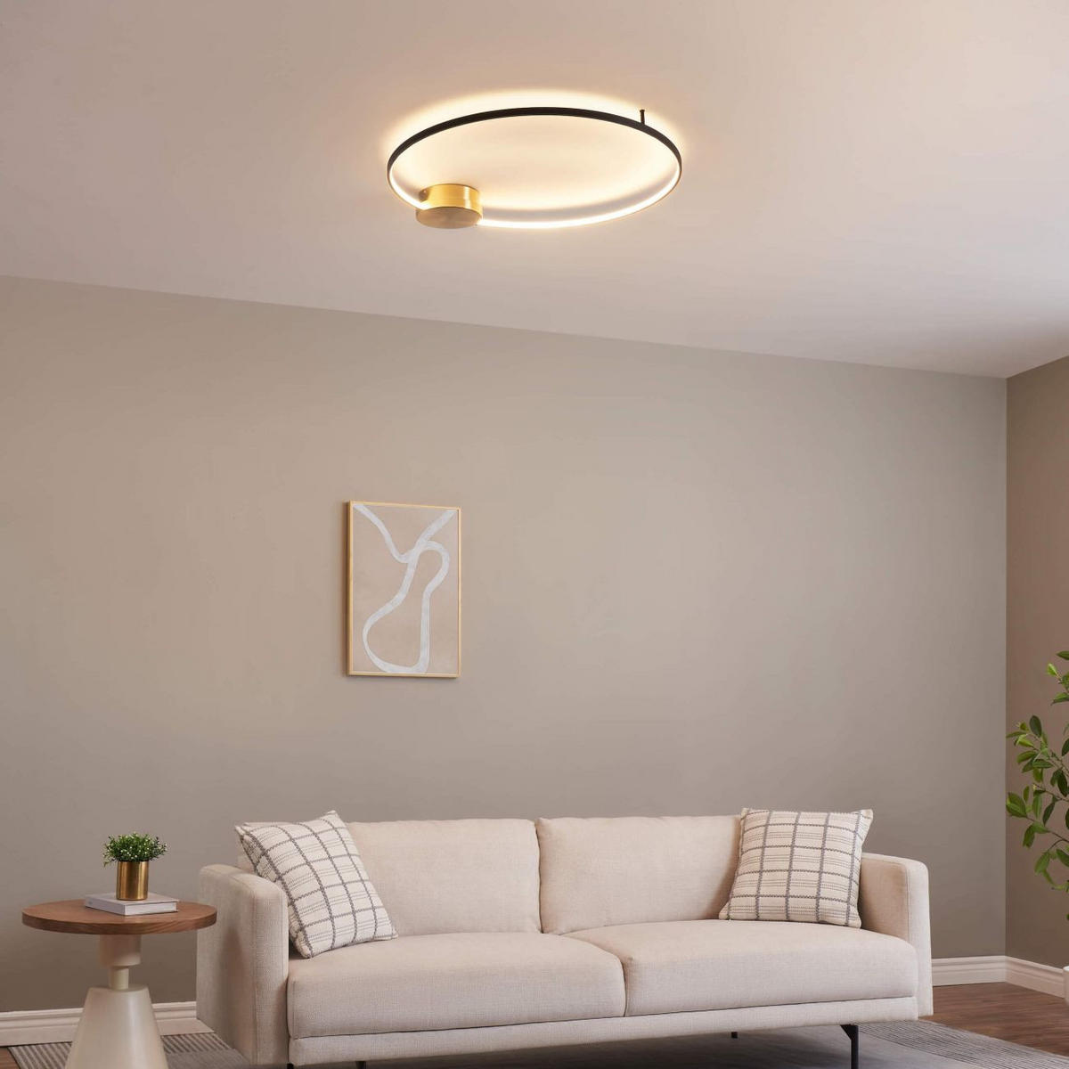 DECKENLEUCHTE Alisa, Messing und Schwarz, 89.5cm - Schwarz, Metall (89.5/80/80cm) - KOSILUM