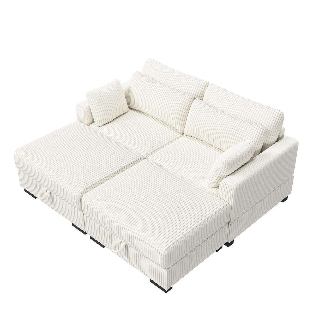 SOFA Modern Mit Streifenmuster Beige 180x87x85 Cm Komfortabel & Robust - Beige, Holz (87/85/180cm)