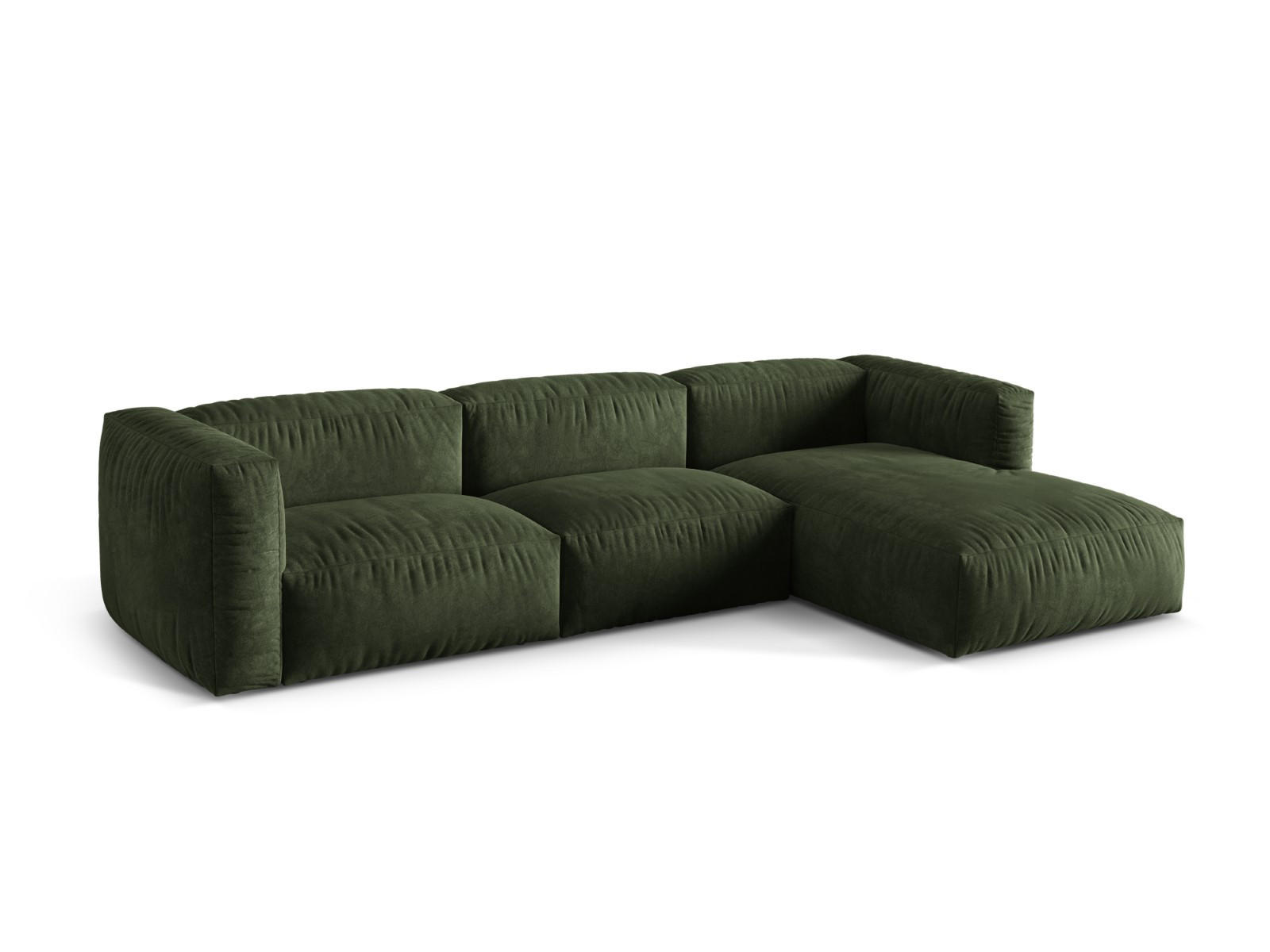 ECKSOFA modular rechts Martina aus Samt grün 3 Sitzplätze - Grün, Textil (176/332cm) - Micadoni