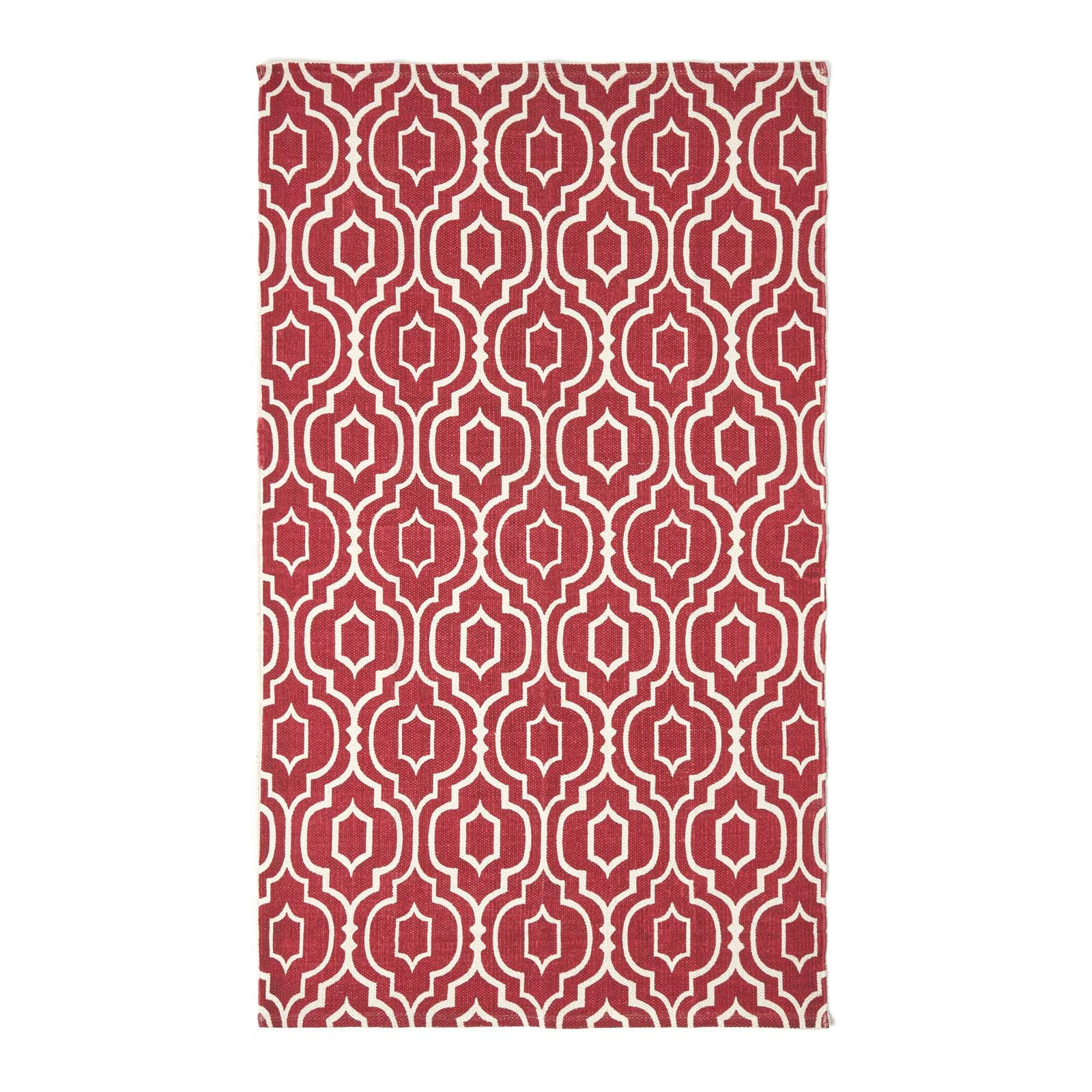 BAUMWOLLTEPPICH Riga geometrisch 90/150 cm - Rot, Textil (90/150cm) - Homescapes