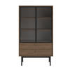 VITRINE Olar Holzoptik Carini Nussbaum 85 cm - Goldfarben/Schwarz, Holzwerkstoff/Metall (85/150/41cm) - Selsey