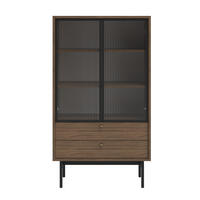 VITRINE Olar Holzoptik Carini Nussbaum 85 cm - Goldfarben/Schwarz, Holzwerkstoff/Metall (85/150/41cm) - Selsey