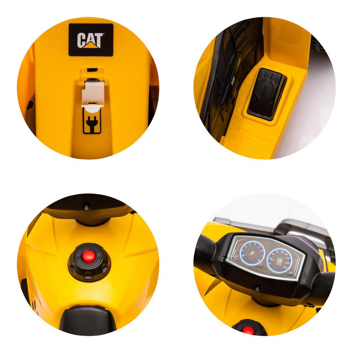 ELEKTRO-RUTSCHER CAT gelb ATV, Gaspedal, Piepton am Lenkrad, 25 kg - Gelb, Kunststoff (66/39/44cm) - Chipolino