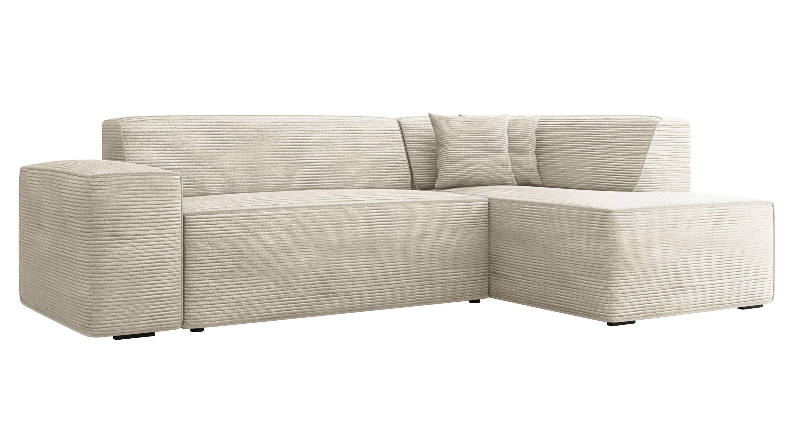 ECKSOFA Lordin Cord, Seite: Rechts - Schwarz/Naturfarben, Holz/Textil (267/205cm) - MIRJAN24