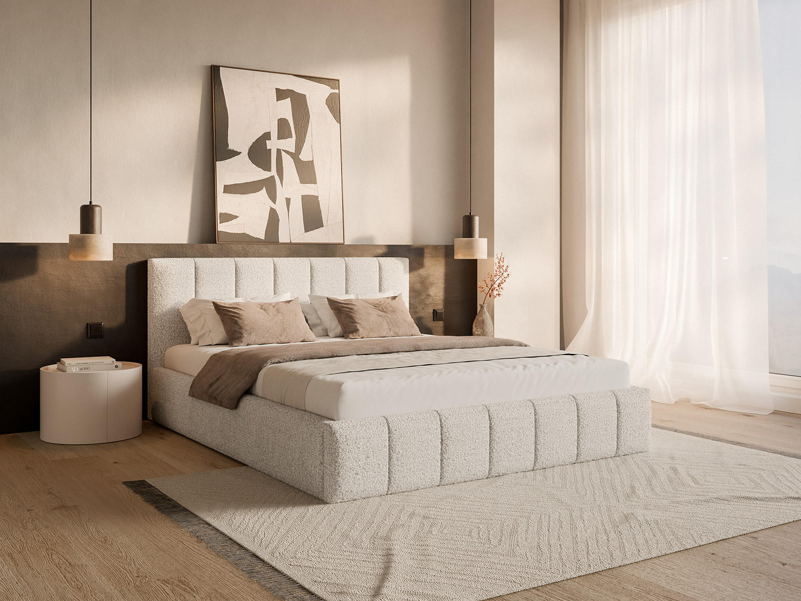 POLSTERBETT TORAO 200x200 cm, Weiß - Weiß, Textil (200/200cm) - Fedve