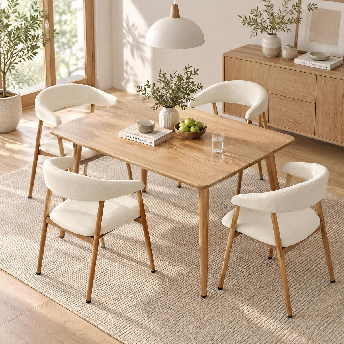 ESSZIMMERSTÜHLE 4er-Set, gepolstert, Chenille, Metallbeine in Holzoptik, Beige - Beige, Textil (61/80.5/59cm) - Meubles Cosy
