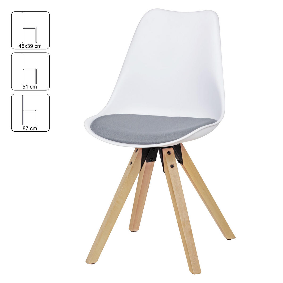 ESSZIMMERSTUHL 2er Set Stoffbezug mit Holzgestell Skandinavisch gepolstert, Weiß 49x52x87 cm - Beige/Weiß, Holz/Textil (49/87/52cm) - KADIMA DESIGN
