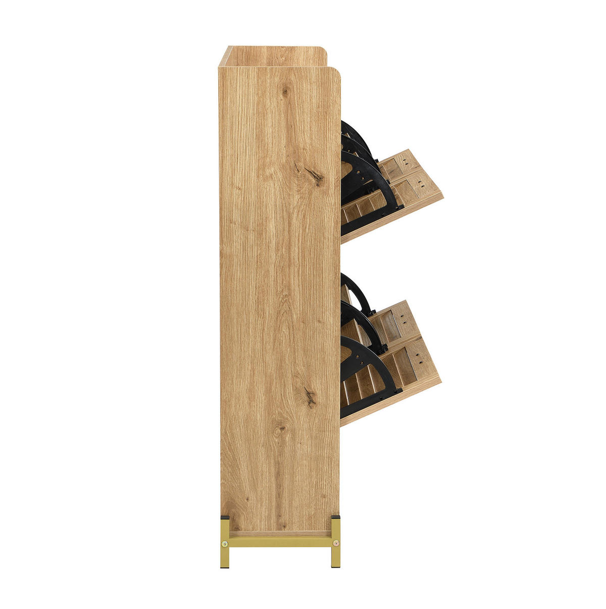 SCHUHSCHRANK 108,5/24/100 cm in Holzfarbe mit 4 Türen und Metallgestell - Naturfarben, Holzwerkstoff (108.5/100/24cm) - Flora Grace