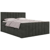 POSTEL BOXSPRING INERO DUO 140/200 - Tmavě šedá Samet - Topper Visco - H3 - černá/tmavě šedá, textil/plast (140/200cm) - MKS