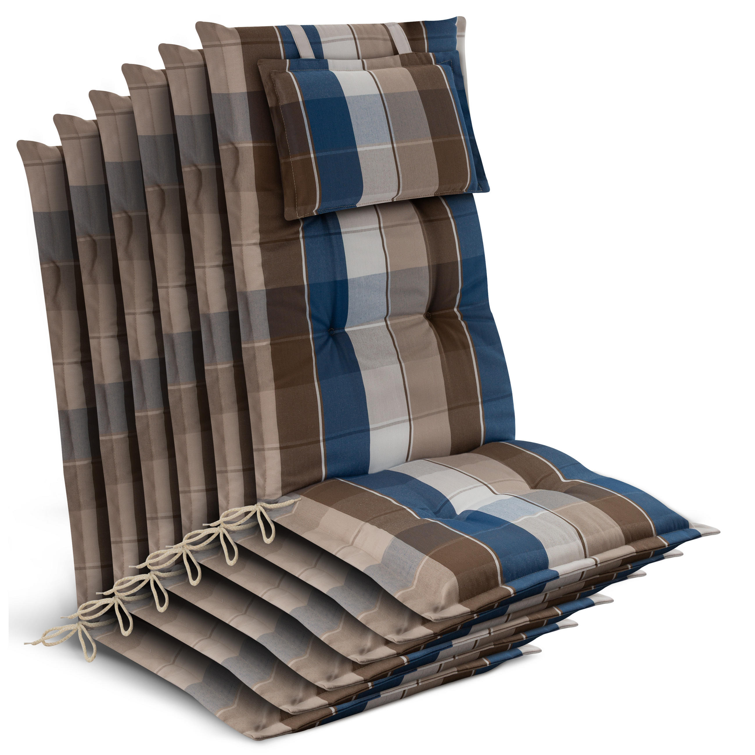 HOCHLEHNER Highlux HL 120x52x7cm Braun-Blau-Kariert (6tlg) - Braun, Textil (52/120cm) - Beautissu 