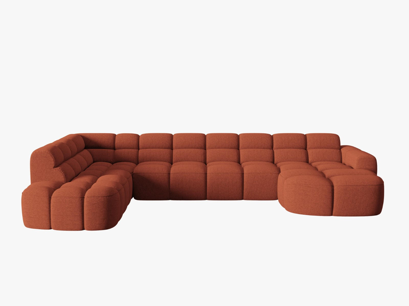 PANORAMASOFA links Lisa aus strukturiertem Stoff koralle 7 Sitzplätze - Koralle, Textil (234/77/387cm) - Micadoni