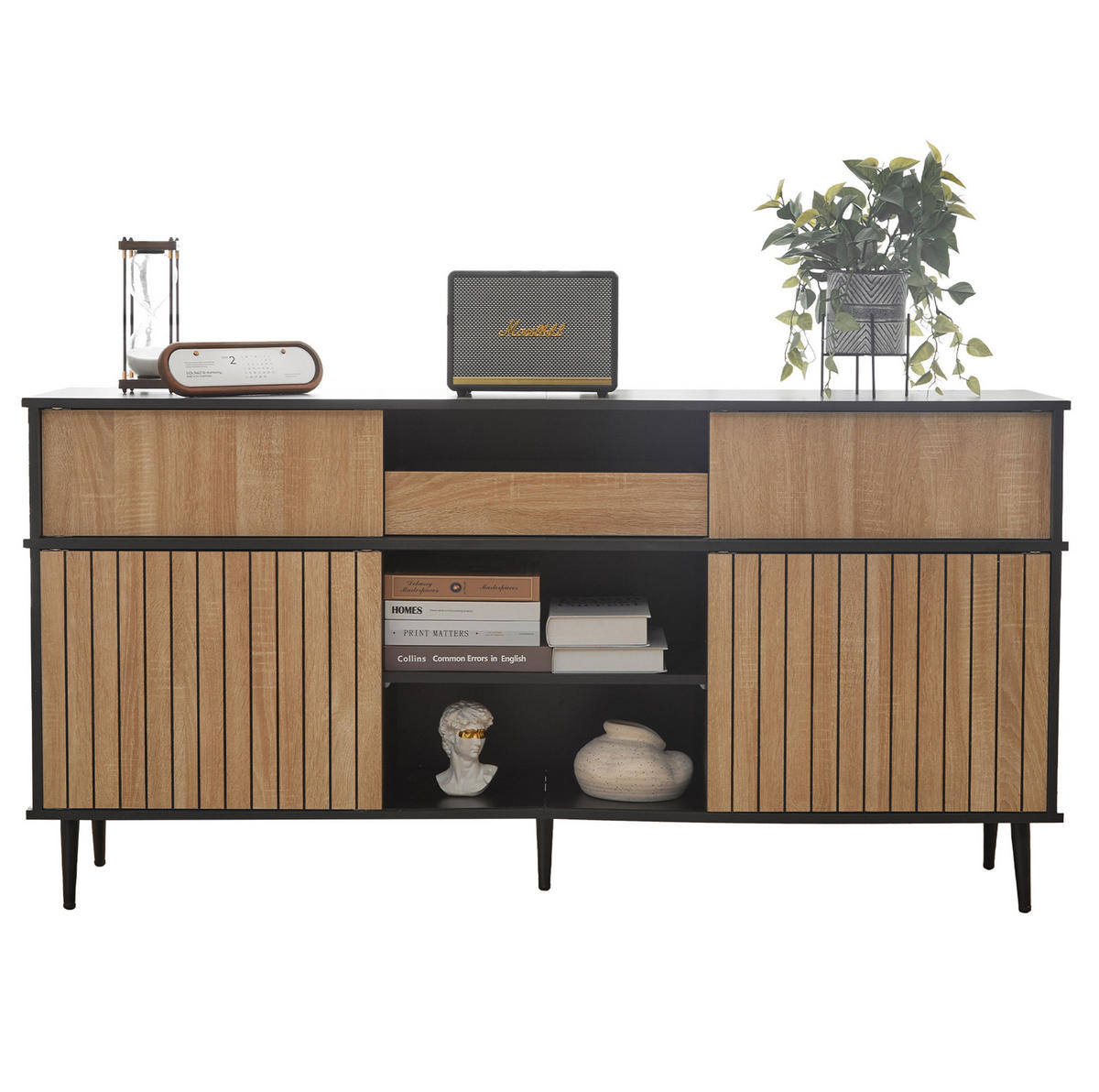 SIDEBOARD 108/40/92 cm mit LED-Beleuchtung, USB-Anschluss und Hochglanzfront aus Holzwerkstoff, Weiß - Weiß, Holzwerkstoff (108/92/40cm) - Redom