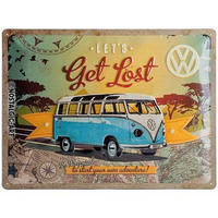 BLECHSCHILD 30/40 cm Volkswagen VW Bulli Let's Get Lost - Multicolor, Metall (40/30/0.2cm) - Nostalgic-Art