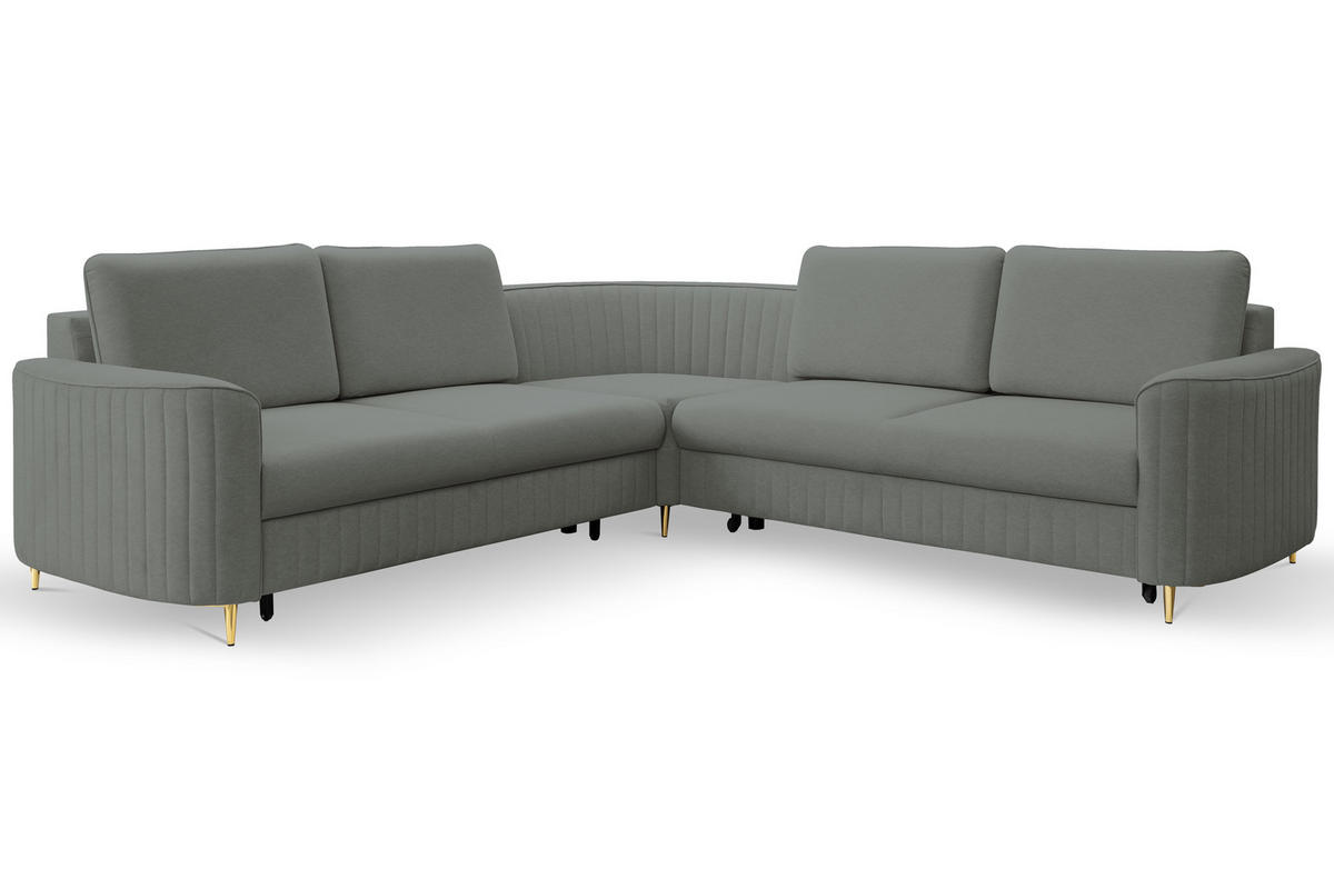 ECKSOFA LAREN, modernes Schlafsofa mit Stauraum, Plastikfüße, L-förmig, lose Rückenkissen freistehend, LINKS 251x252x85 cm Dark grey - Dunkelgrau, Holz/Textil (251/252cm) - DomoHome
