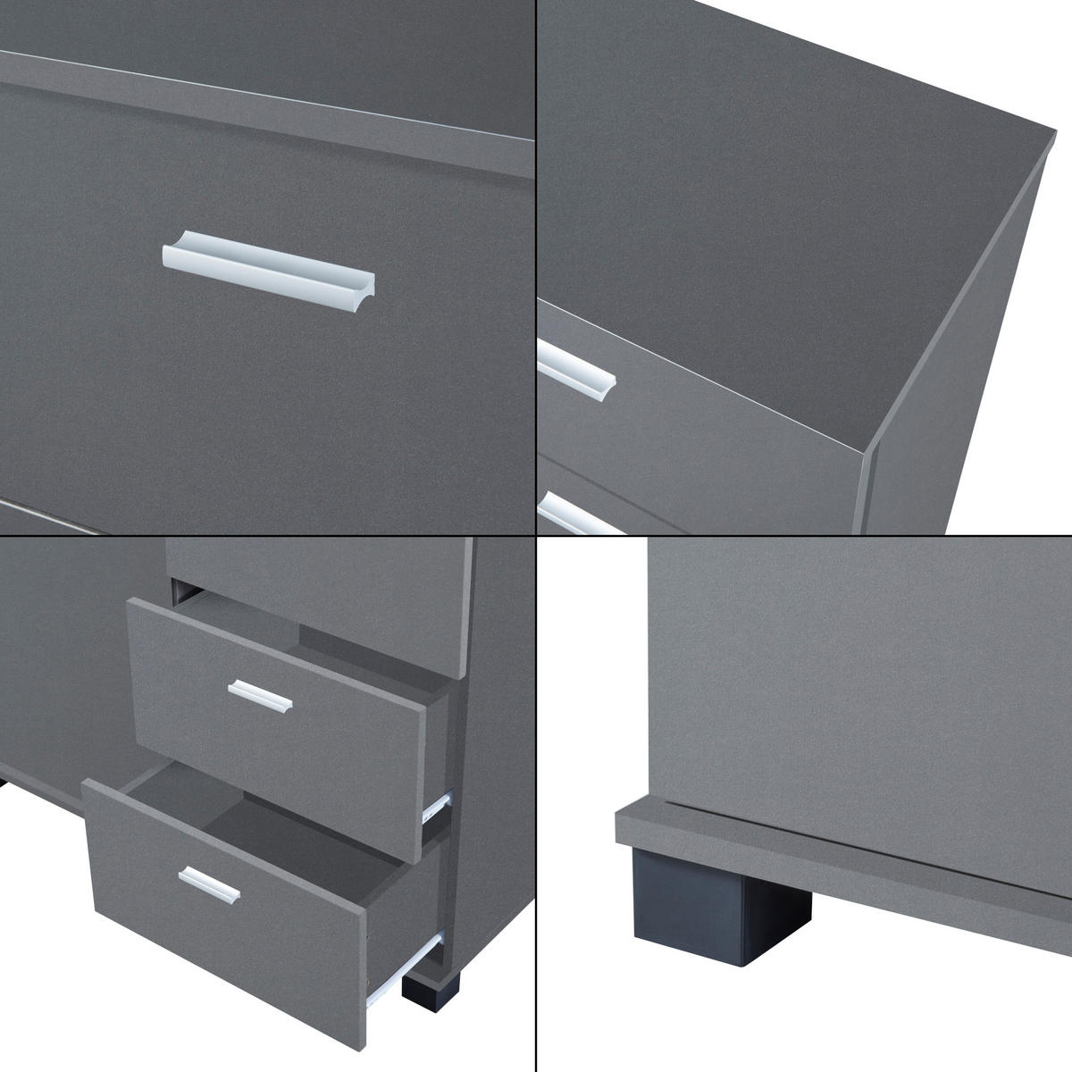 SIDEBOARD Döbritz - Dunkelgrau, Holzwerkstoff (80/84/28cm) - [en.casa]