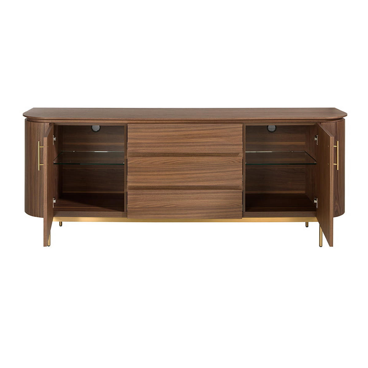 SIDEBOARD Schwarz Gold 210/45/80 cm - Goldfarben/Schwarz, Holz (210/80/45cm) - ANGEL CERDA