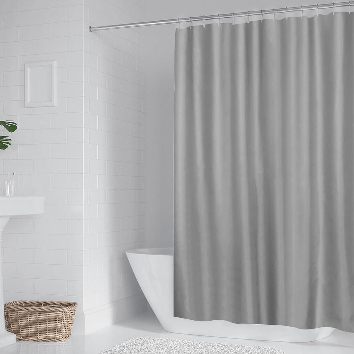 DUSCHVORHANG 180 x 200 cm Hellgrau - Grau, Textil (180/200cm)