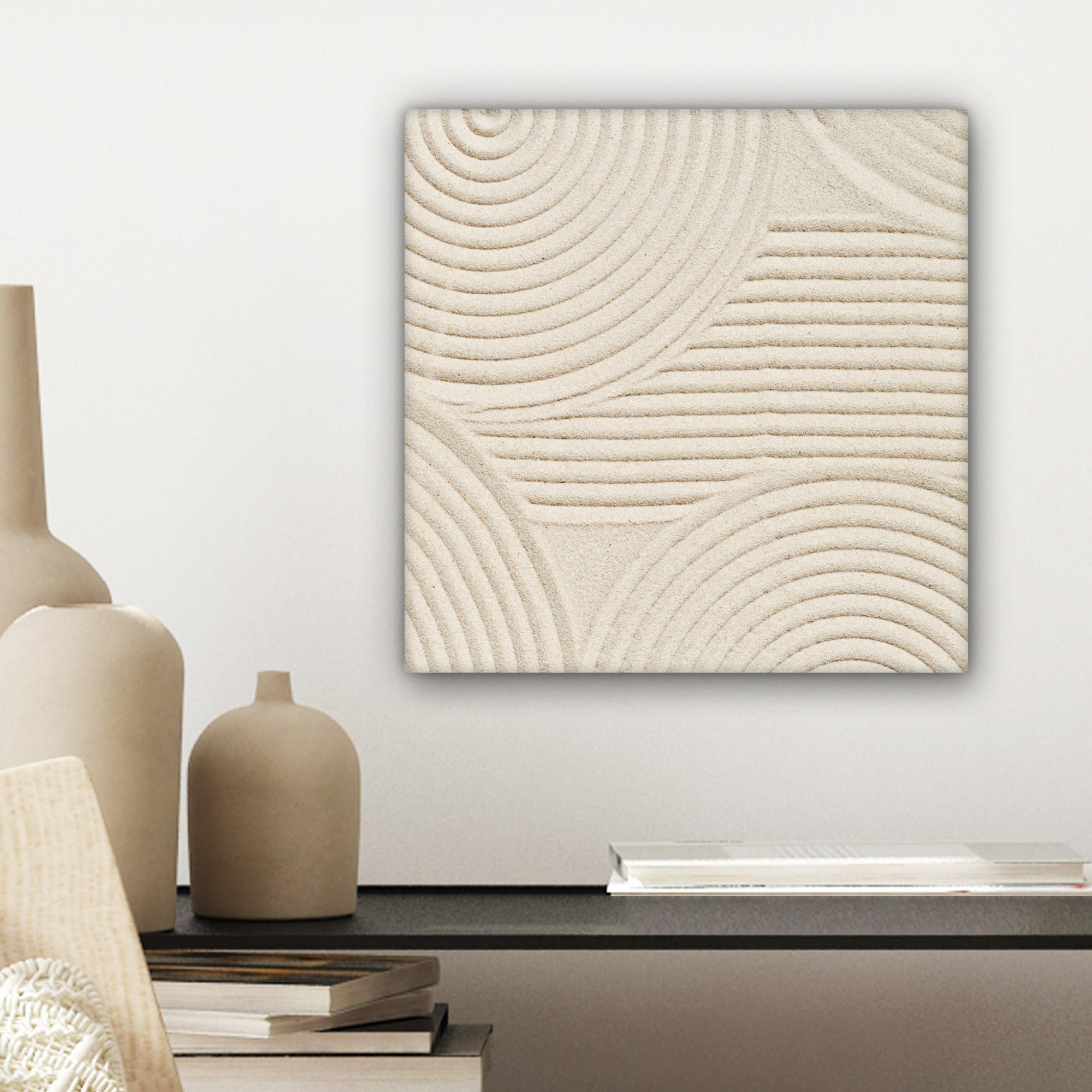 LEINWANDBILD Muster - Abstrakt - Weiß 20x20 cm - Beige, Textil (20/20cm) - MuchoWow