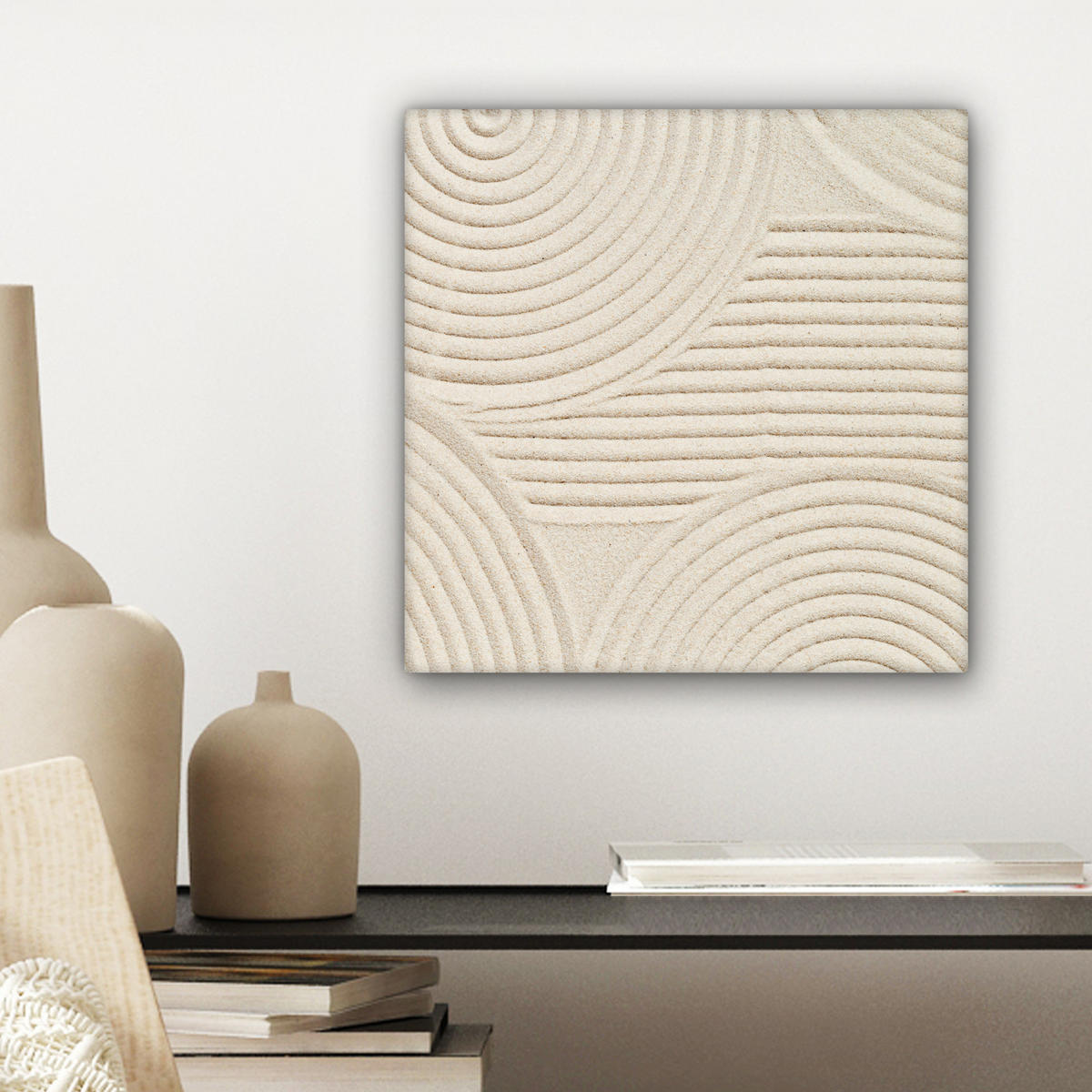 LEINWANDBILD Muster - Abstrakt - Weiß 20x20 cm - Beige, Textil (20/20cm) - MuchoWow