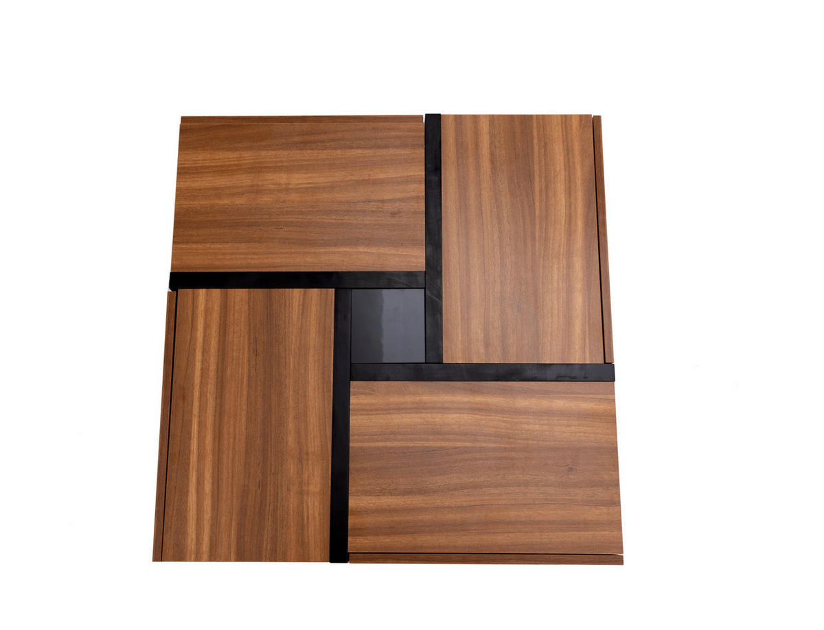 COUCHTISCH aus Spanplatte 78x78x36 cm Schwarz und Holz mit 4 Schubladen und Ablage - Naturfarben, Holzwerkstoff (78/78/36cm) - IVMEU