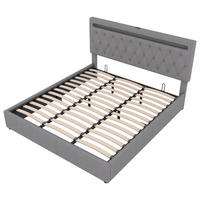 STAURAUMBETT 180/200 cm DE-04445, mit LED und hydraulischem Bettkasten in Grau - Grau, Holzwerkstoff (180/200cm) - ComfortXL