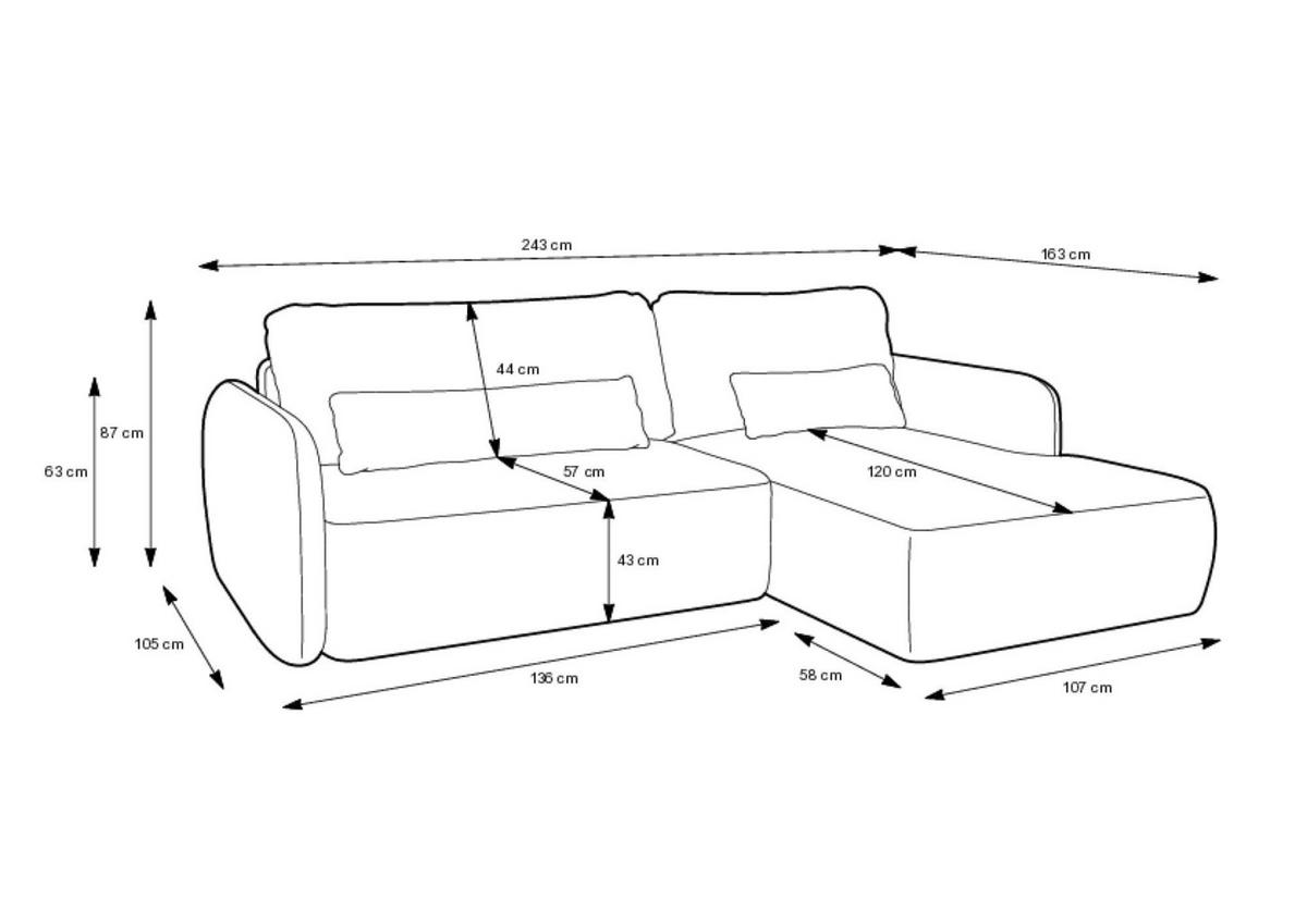 ECKSOFA MOSSA Beige 243x163x87 cm - Beige, Textil (243/163cm) - FURNLUX