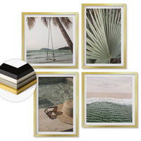 WANDBILDER 4er Set - 50x50 cm & 40x60 cm Goldrahmen - Strandschaukel-Blätterurlaub - Goldfarben, Kunststoff (50/50cm) - ArtPrintCave