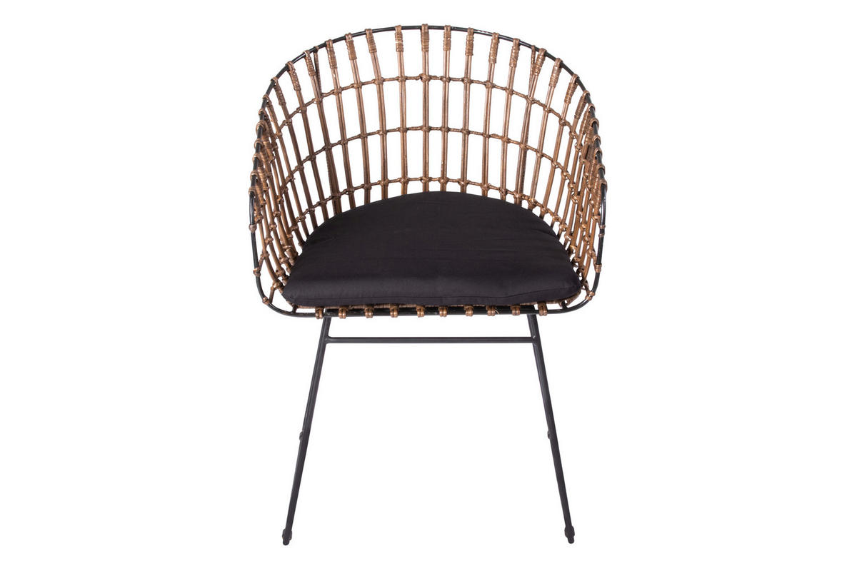 ESSZIMMERSTUHL LIMA - Nussbaumfarben/Schwarz, Naturmaterialien/Metall (45/80/45cm) - SAM