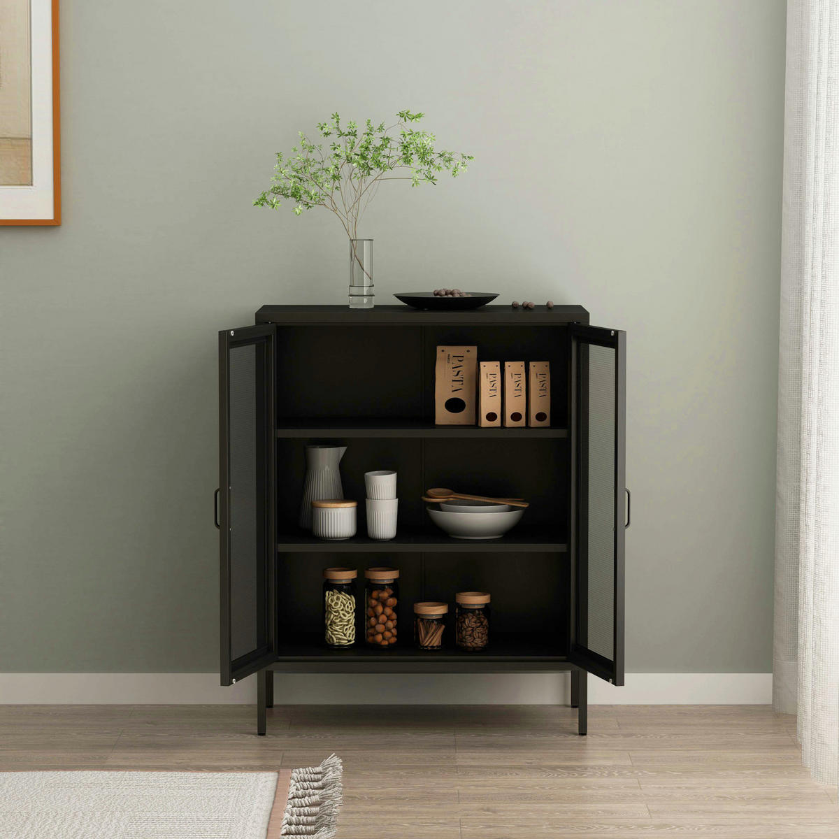 HIGHBOARD Falköping - Schwarz, Metall (80/101.5/40cm) - [en.casa]