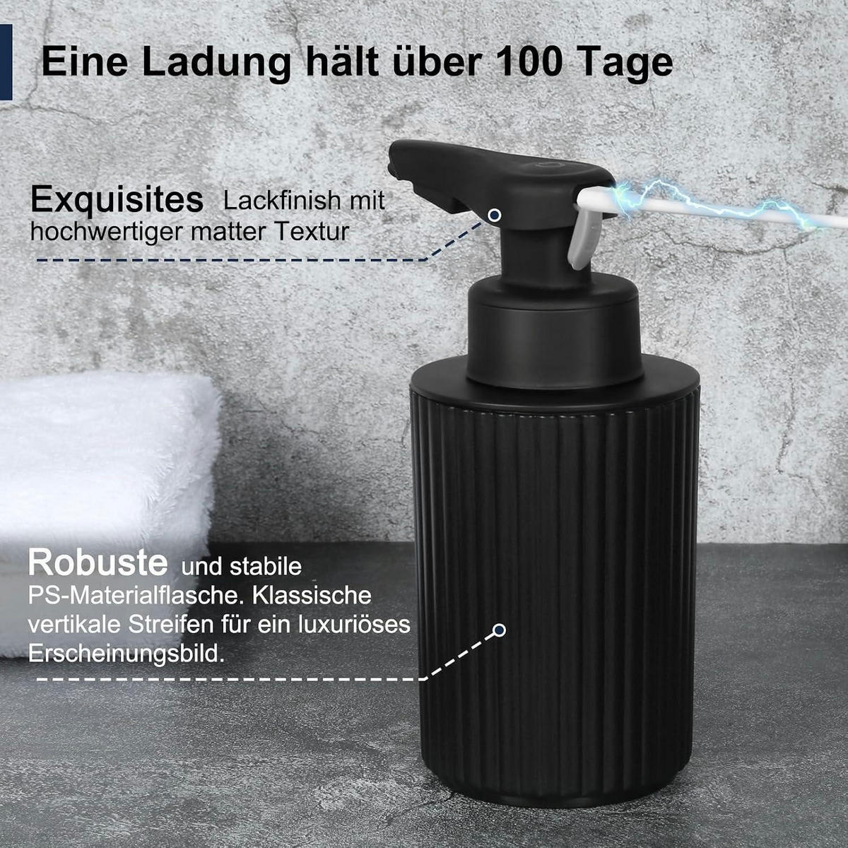 SEIFENSPENDER Automatisch Schwarz 260 ml - Schwarz, Kunststoff (8/8/18cm)