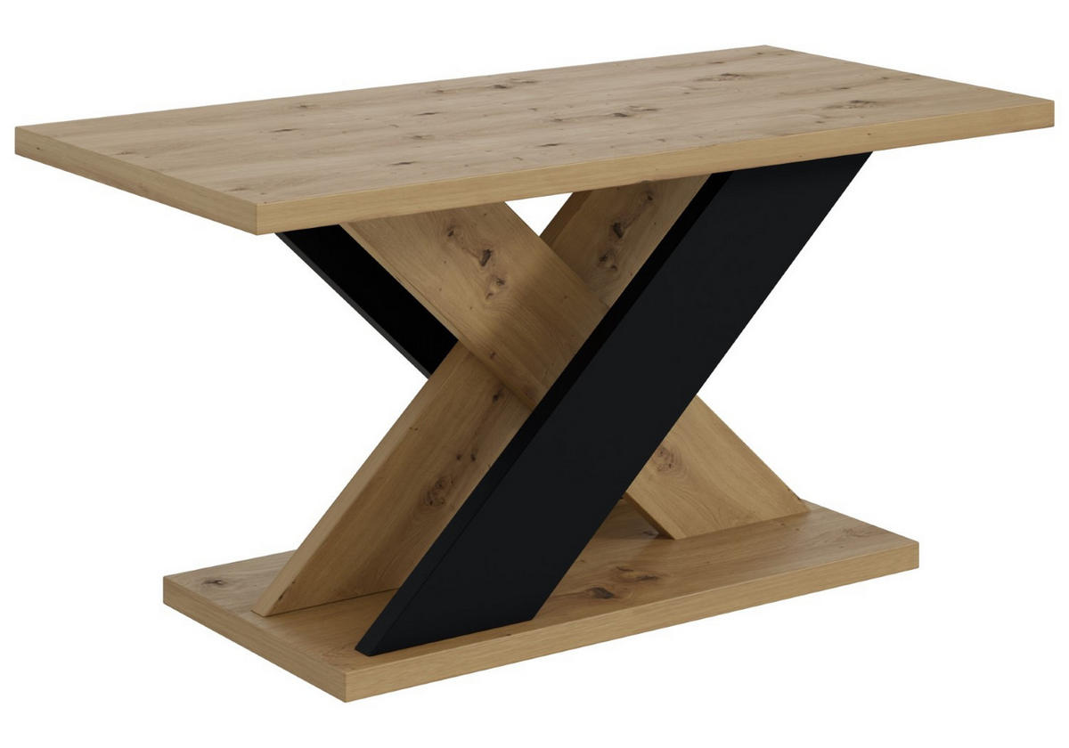 KAFFEETISCH 110x70x60 cm - Artisan Eiche Optik / Schwarz - AOX - Eichefarben, Holzwerkstoff (110/70/60cm) - ALTDECOR