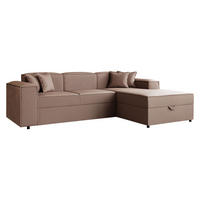 ECKSOFA Santos L, Seite: Rechts - Hellbraun/Schwarz, Holzwerkstoff/Kunststoff (253/166cm) - MIRJAN24