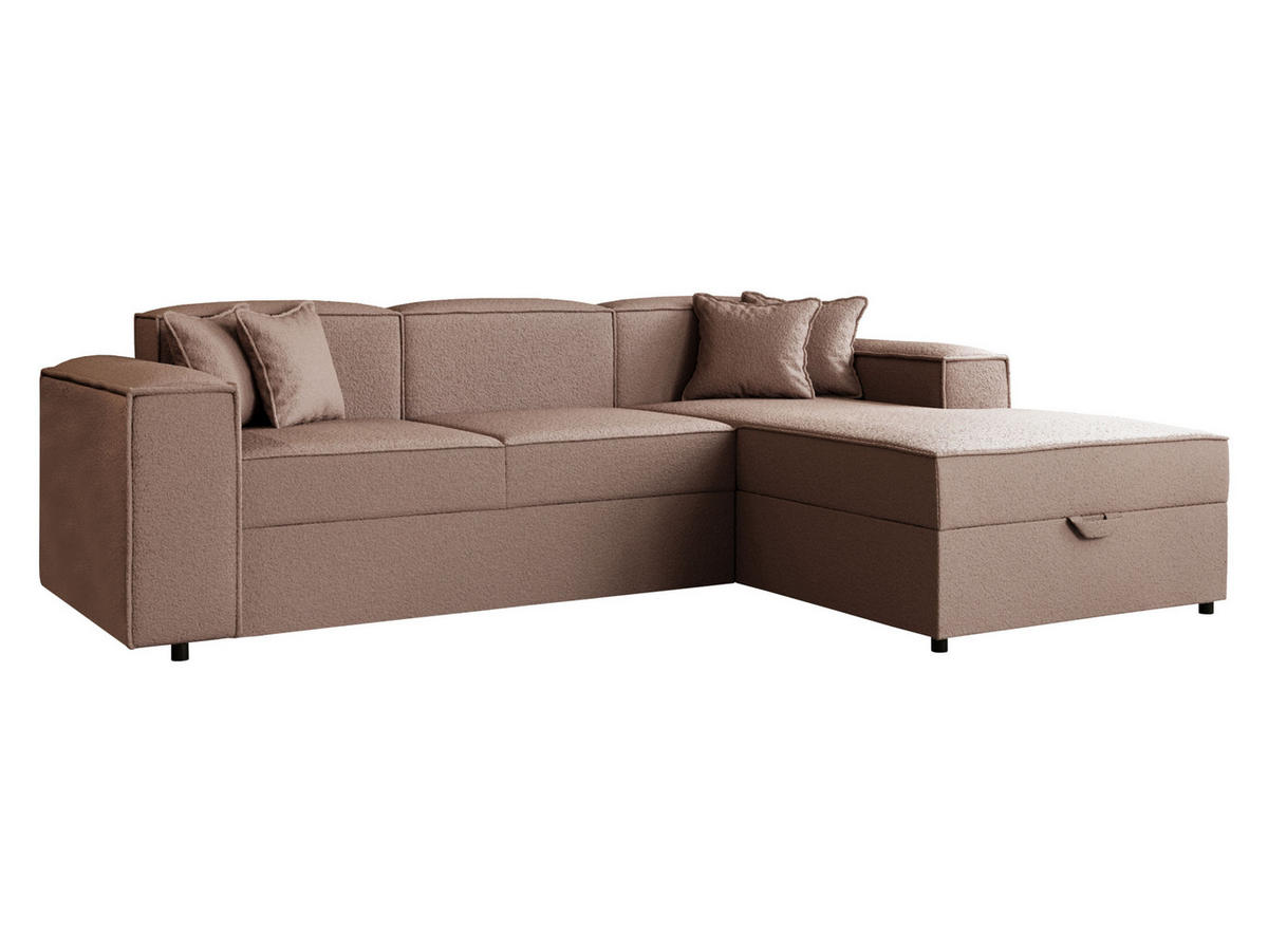 ECKSOFA Santos L, Seite: Rechts - Hellbraun/Schwarz, Holzwerkstoff/Kunststoff (253/166cm) - MIRJAN24