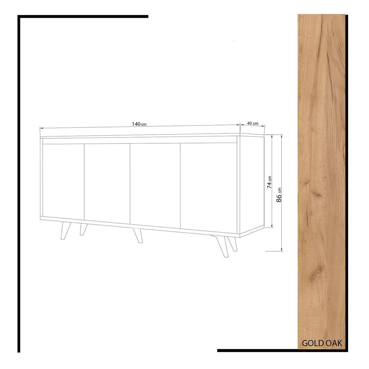 BUFFETSCHRANK nossa Braun - Braun, Holz (40/86/140cm) - Habitat Garten