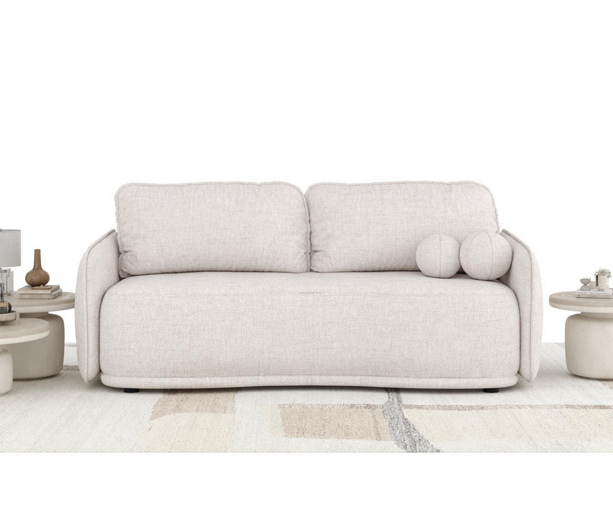 SCHLAFSOFA Mitsis Beige Webstoff - Beige/Schwarz, Holz/Holzwerkstoff (231/93/106cm) - Maison de Reve