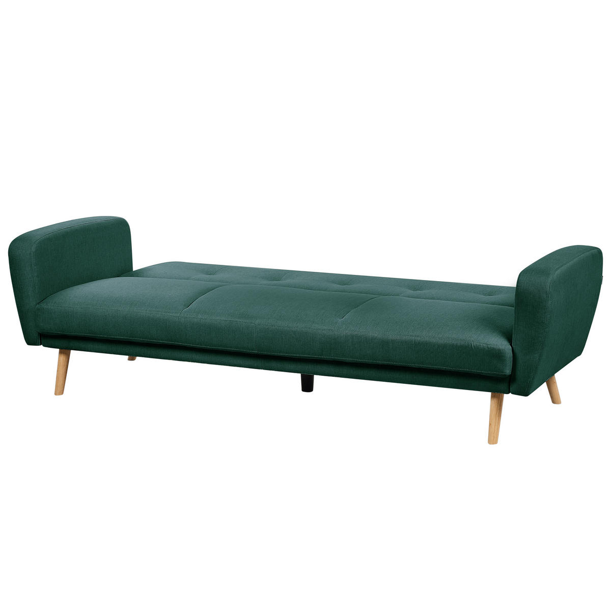 3-SITZER-SCHLAFSOFA dunkelgrün verstellbar Florli - Hellbraun/Grün, Textil (214/82/85cm) - Beliani