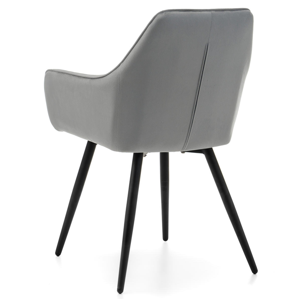 STUHL PASSO gepolstert mit Steppung - hellgrau - Samt Velours - Hellgrau/Schwarz, Textil/Metall (58/87/60cm) - NEW HOME