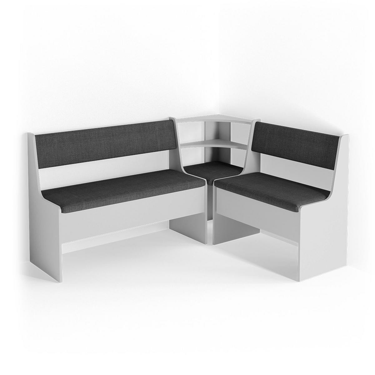 ESSZIMMER-ECKBANK Roman Weiß 43.5 x 43.5 cm - Anthrazit/Weiß, Holzwerkstoff (43.5/78/43.5cm) - Vicco