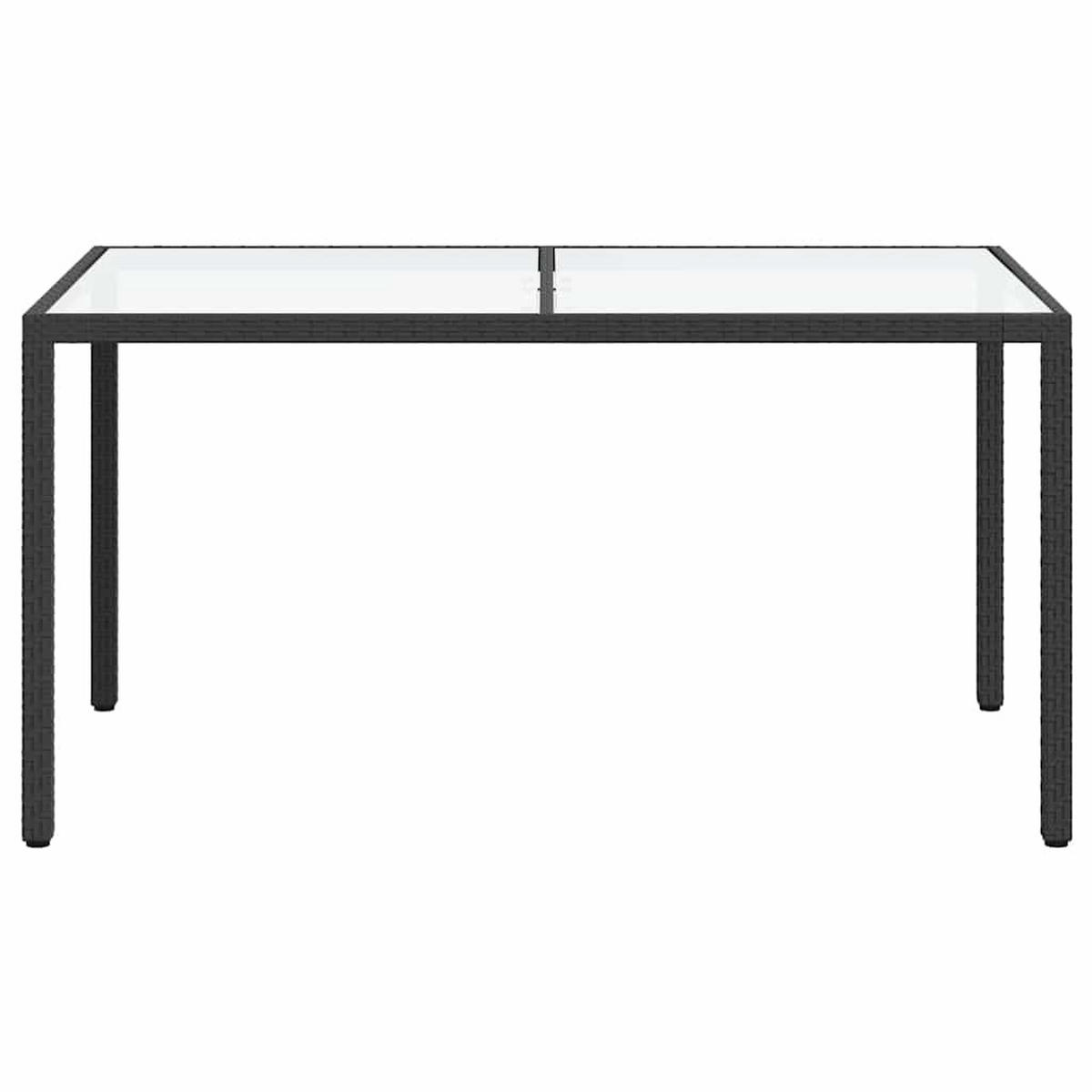 GARTENTISCH 150/90/75 Cm Gehärtetes Glas Poly Rattan Schwarz - Schwarz, Kunststoff (90/150/75cm) - vidaXL