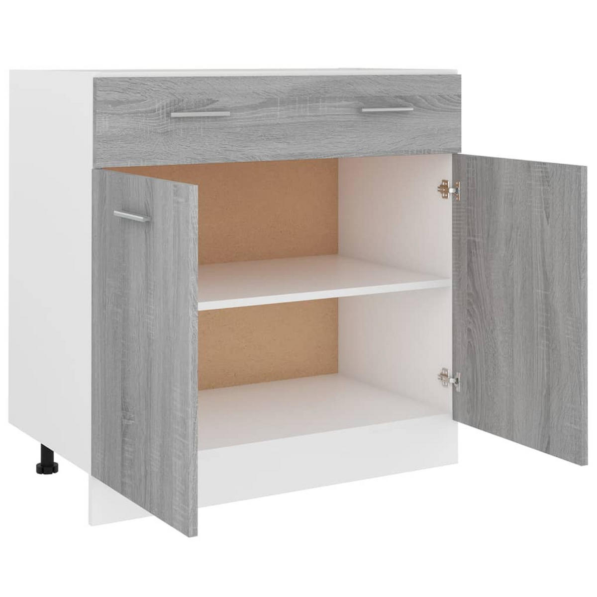 KÜCHENUNTERSCHRANK Lyon mit 2 Türen, 1 Schublade 80/46/81,5 cm aus Holzwerkstoff Grau Sonoma Dekor - Grau/Silbereichenfarben, Holz/Metall (80/81.5/46cm) - vidaXL