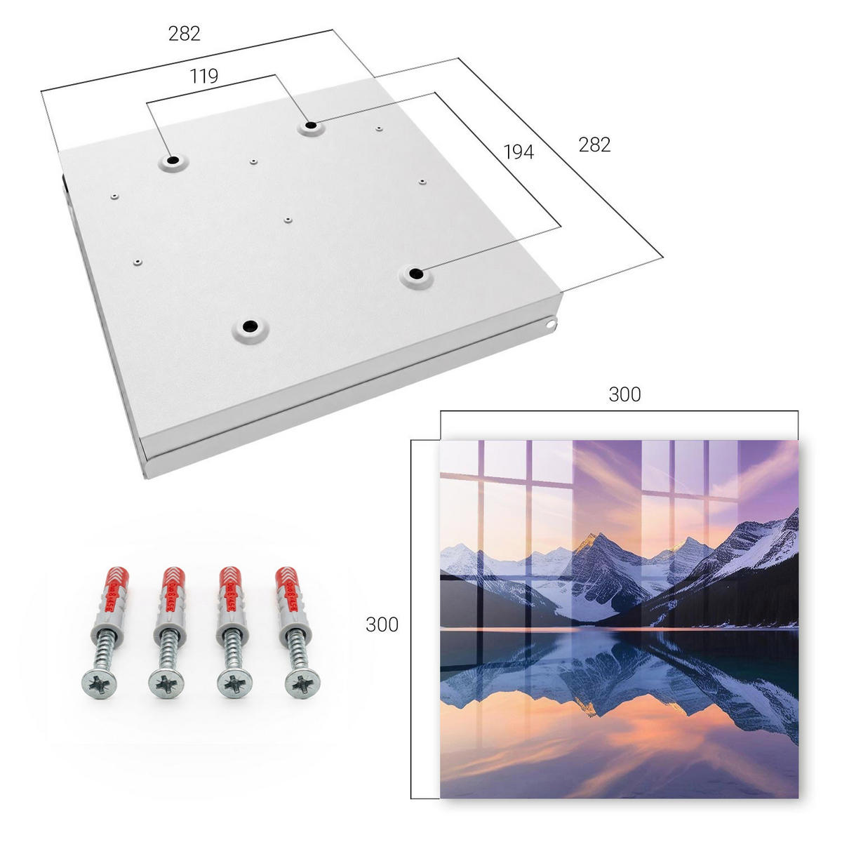 SCHLÜSSELBOX Weiß 30x30 cm – Türöffnung nach rechts - Bergwelt - Lila, Metall (30/30/5cm) - TULUP