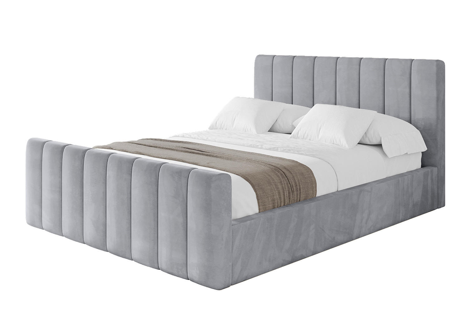 POLSTERBETT mit Bettkasten, Fußteil und Lattenrost, Boxbett ohne Matratze - STERA-Z 180x200 Hellgrau - Hellgrau, Holzwerkstoff/Textil (180/200cm) - ALTDECOR