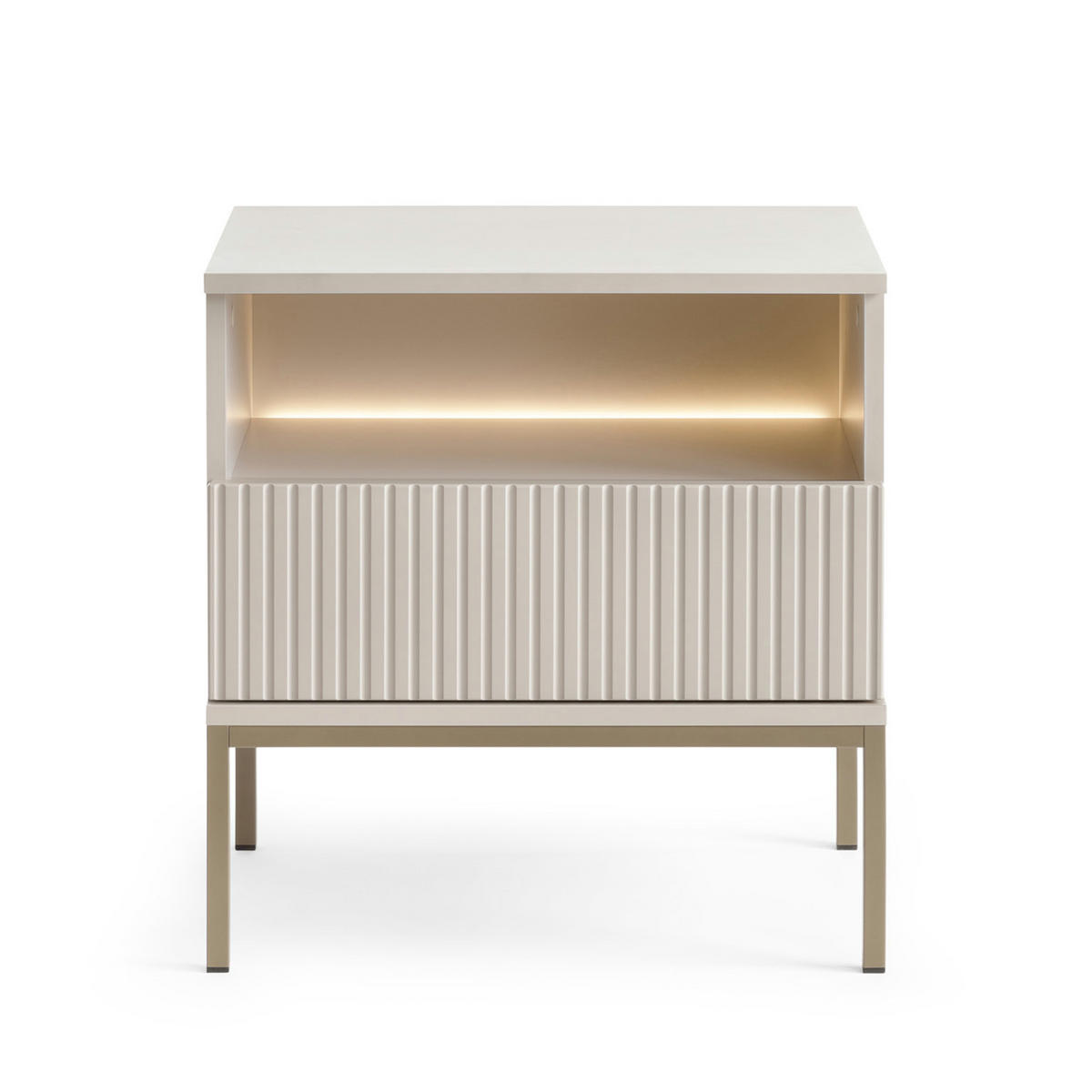 NACHTTISCH Laval ST97 LED Beleuchtung, Kaschmir - Kaschmir, Holzwerkstoff/Metall (54/56/39cm) - Komodee