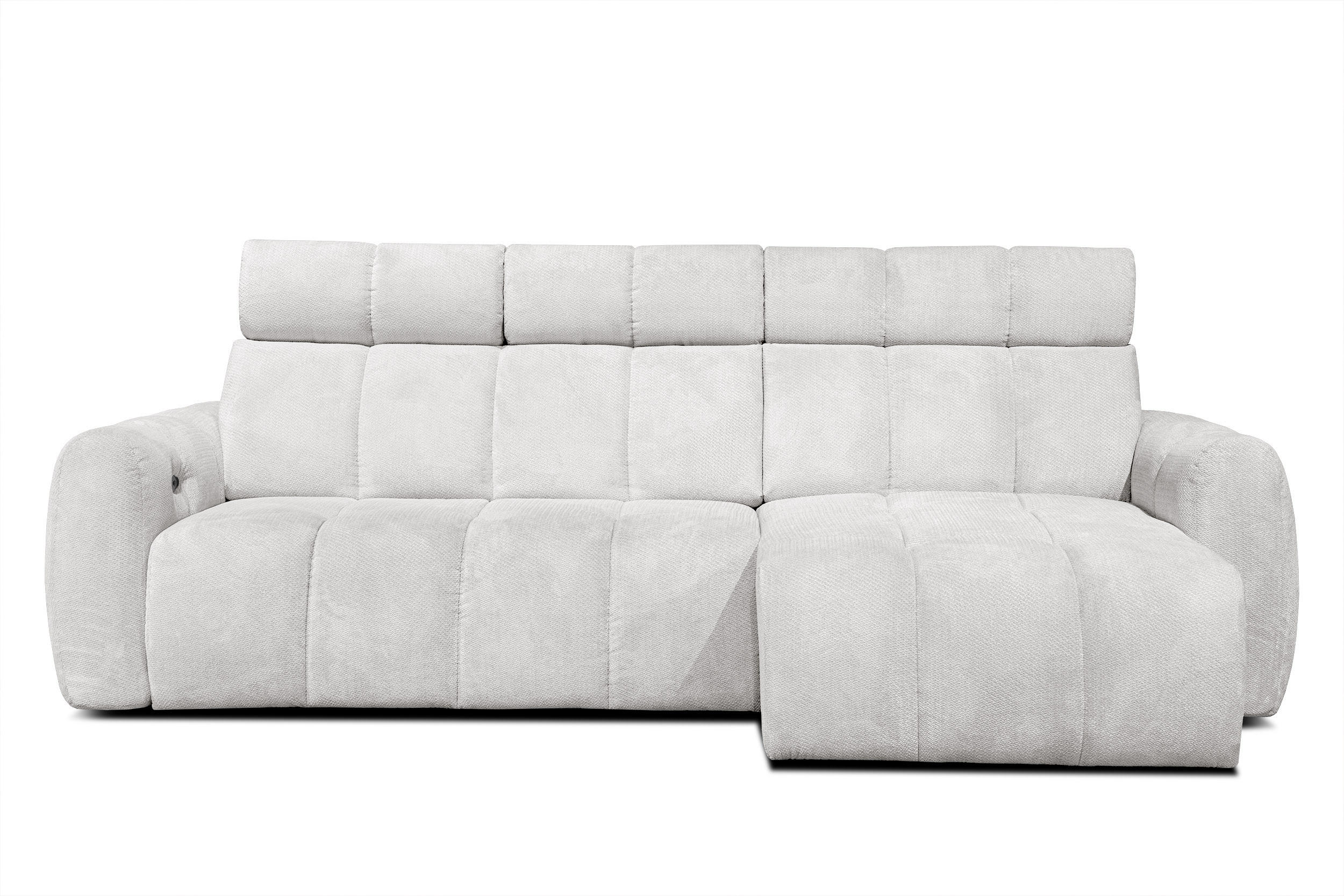 ECKSOFA KIMI 3-Sitzer, ausziehbarer Sitz, verstellbare Kopfstützen, cremefarben - Creme/Schwarz, Holzwerkstoff/Textil (270/160cm) - Courtois Laville