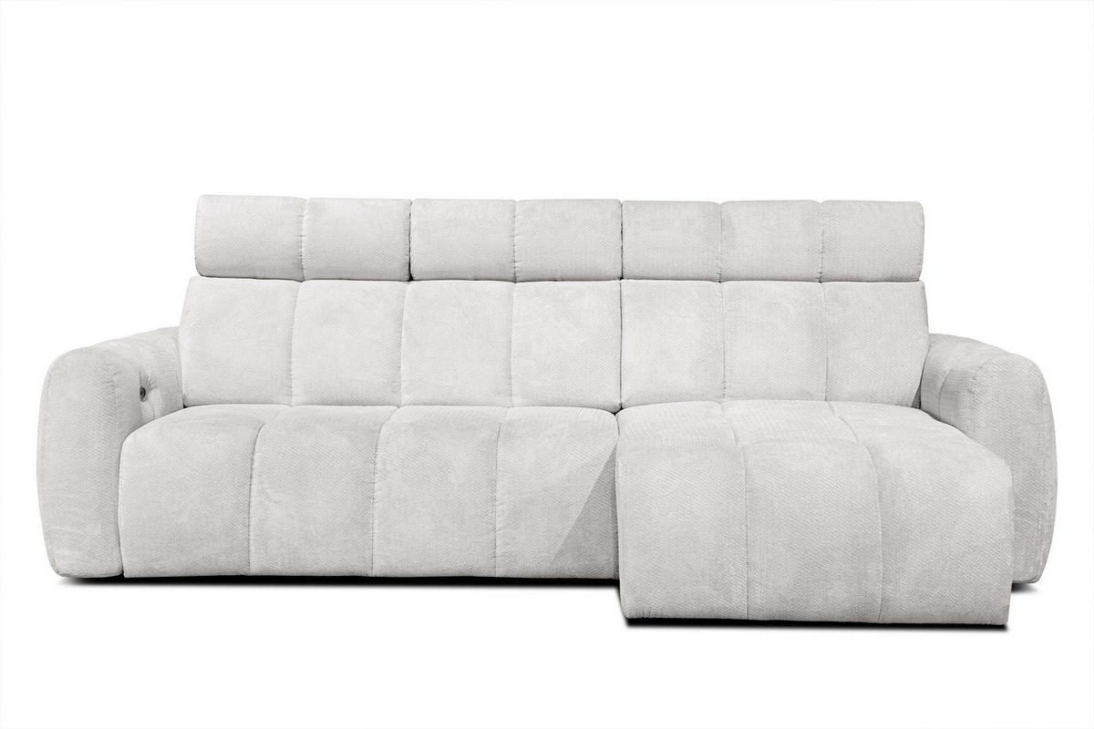 ECKSOFA KIMI 3-Sitzer, ausziehbarer Sitz, verstellbare Kopfstützen, cremefarben - Creme/Schwarz, Holzwerkstoff/Textil (270/160cm) - Courtois Laville
