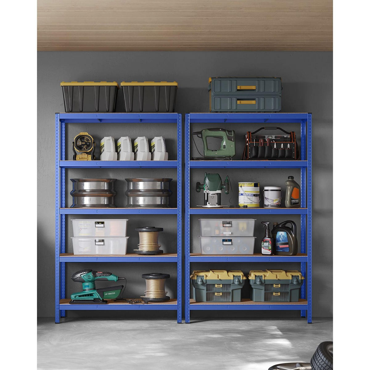 SCHWERLASTREGAL Cairo 2er-Set - Blau, Holzwerkstoff (120/200/60cm) - Hansiro