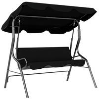 GARTENSCHAUKEL Schwarz 3-Sitzer mit verstellbarem Dach - Schwarz, Metall (170/153/110cm) - PANGIVO
